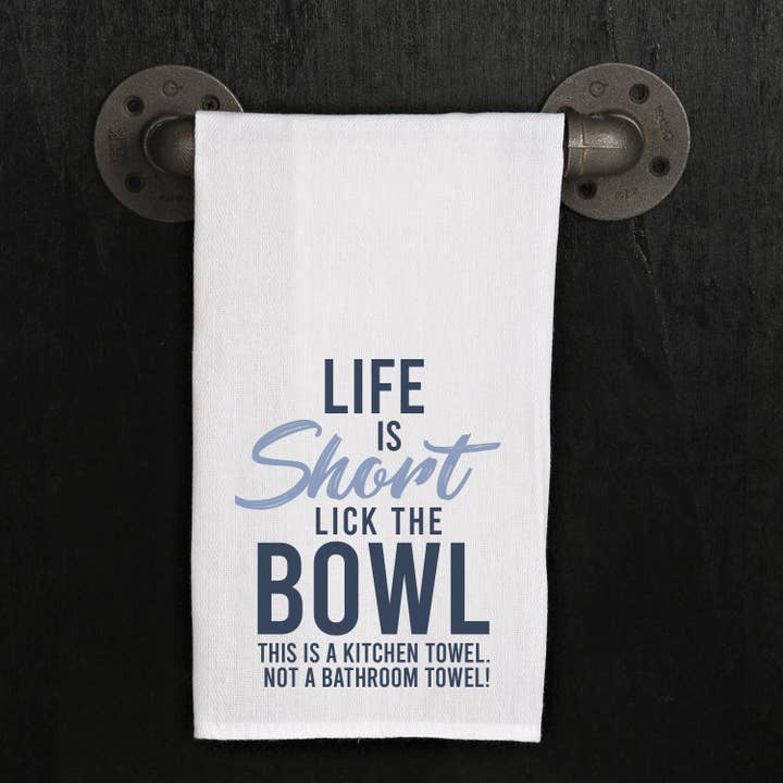 Second Nature by Hand - Wholesale Tea Towel - Life is so short. Lick the bowl / Kitchen Towel