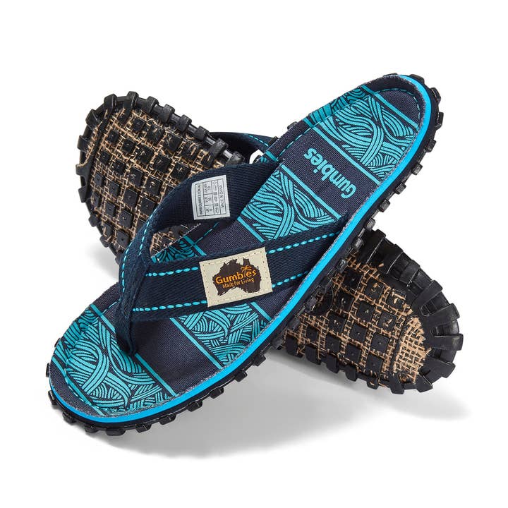 Islander Flip-Flops - Women's - Navy Waves for wholesale by Gumbies