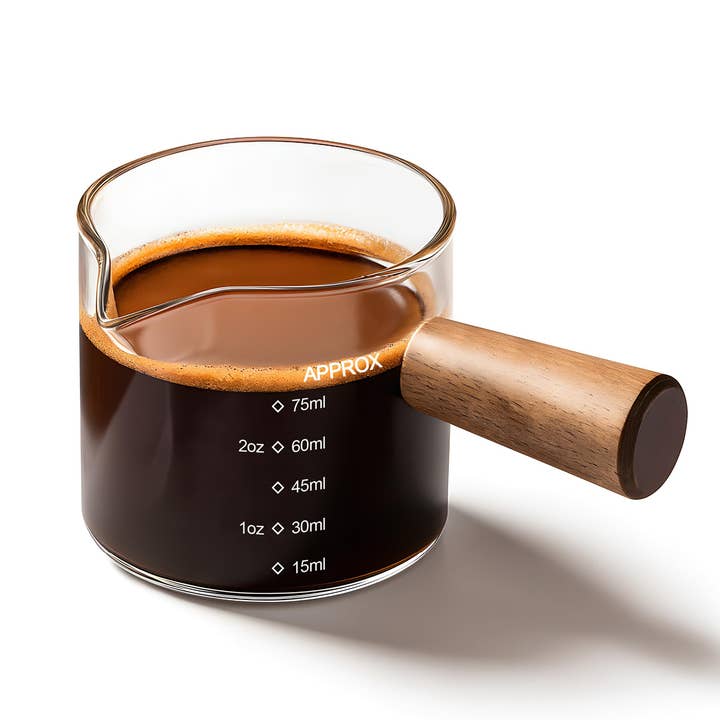 Clear Glass Espresso Mugs Coffee Measuring Cup for wholesale by Grace and Joy Company