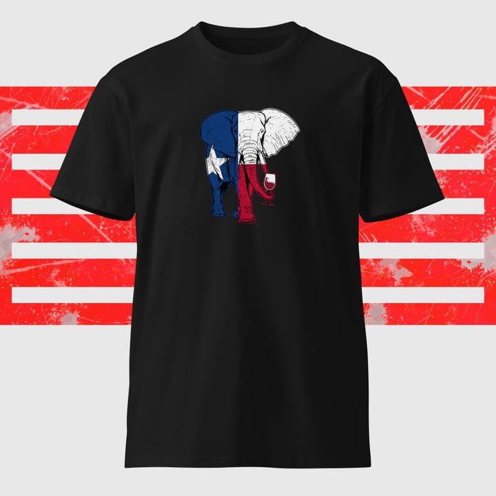 ¡A los elefantes también les encanta el vino! Camiseta premium unisex para venta al por mayor de Mixed Texan Store