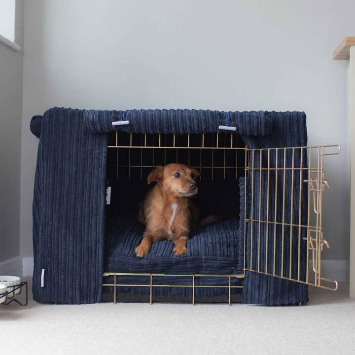 Lords and Labradors - Vendita all'ingrosso Letto - Cani - Set completo con cuccia in cassa per cani in morbido tessuto blu navy2