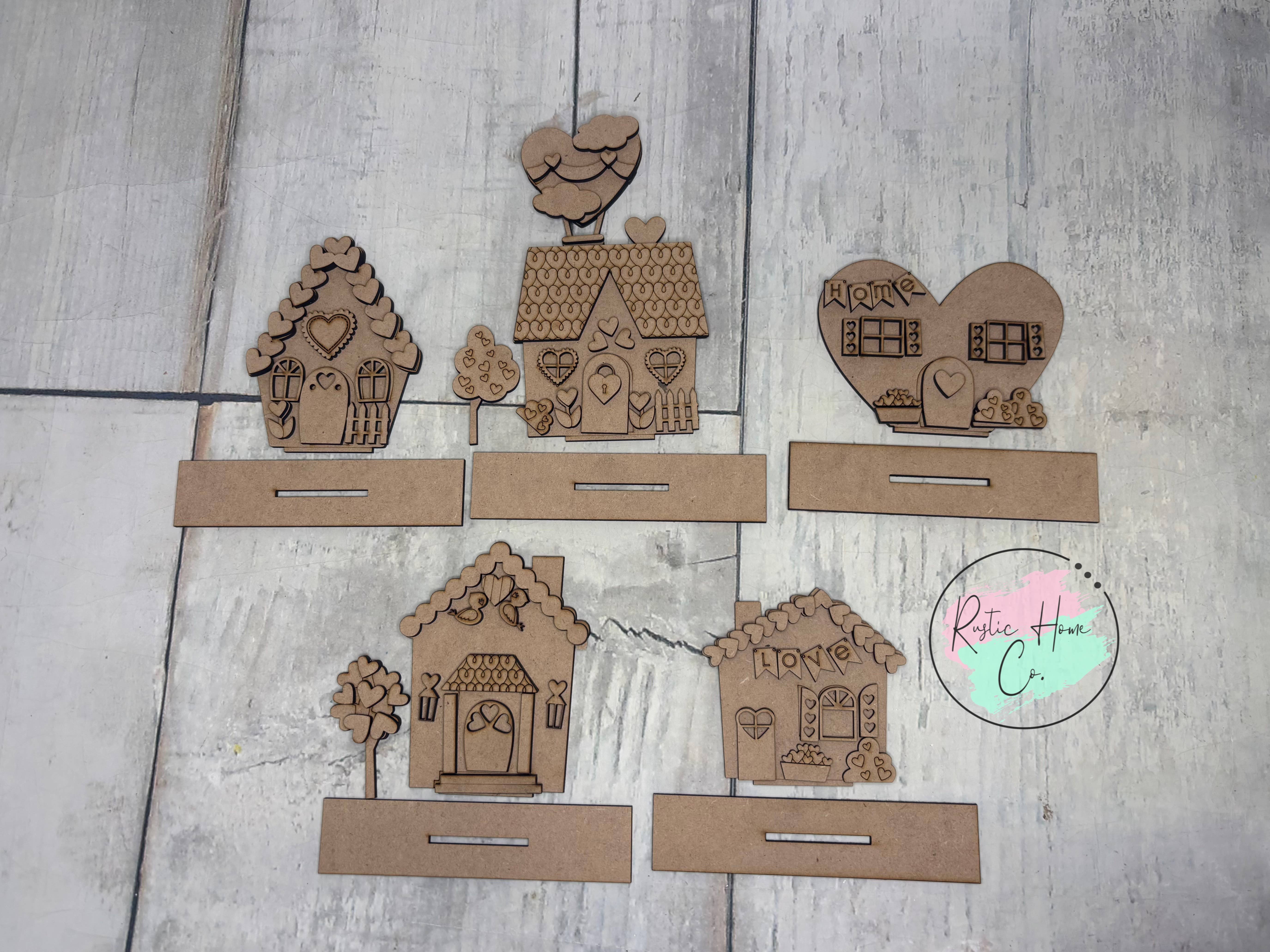 Rustic Home Co LLC – Engroshandel DIY-hobbysæt – Valentine-huse gør-det-selv håndværkssæt6