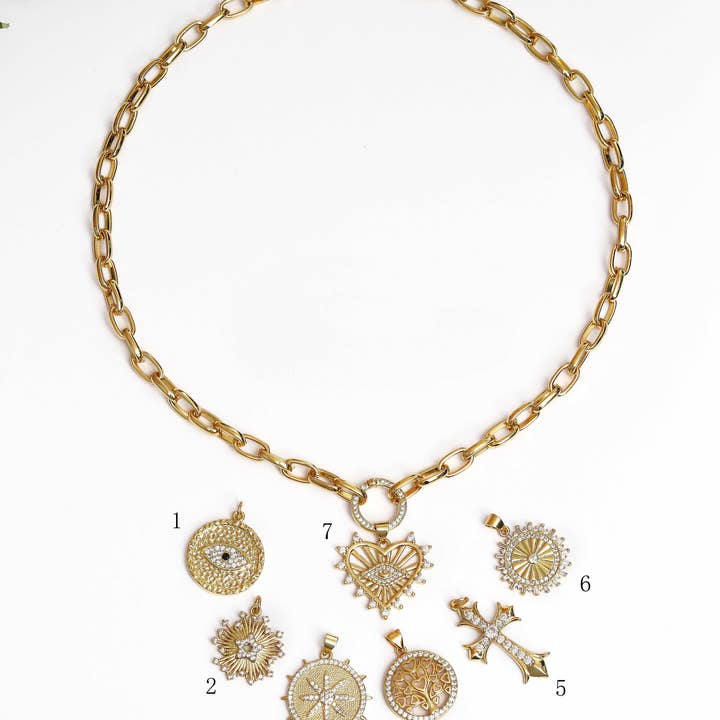 BestBeads&Beyond - Wholesale Pendant/Charm Necklace - Paperclip Chain Necklace with many charm choice, sku#CL21