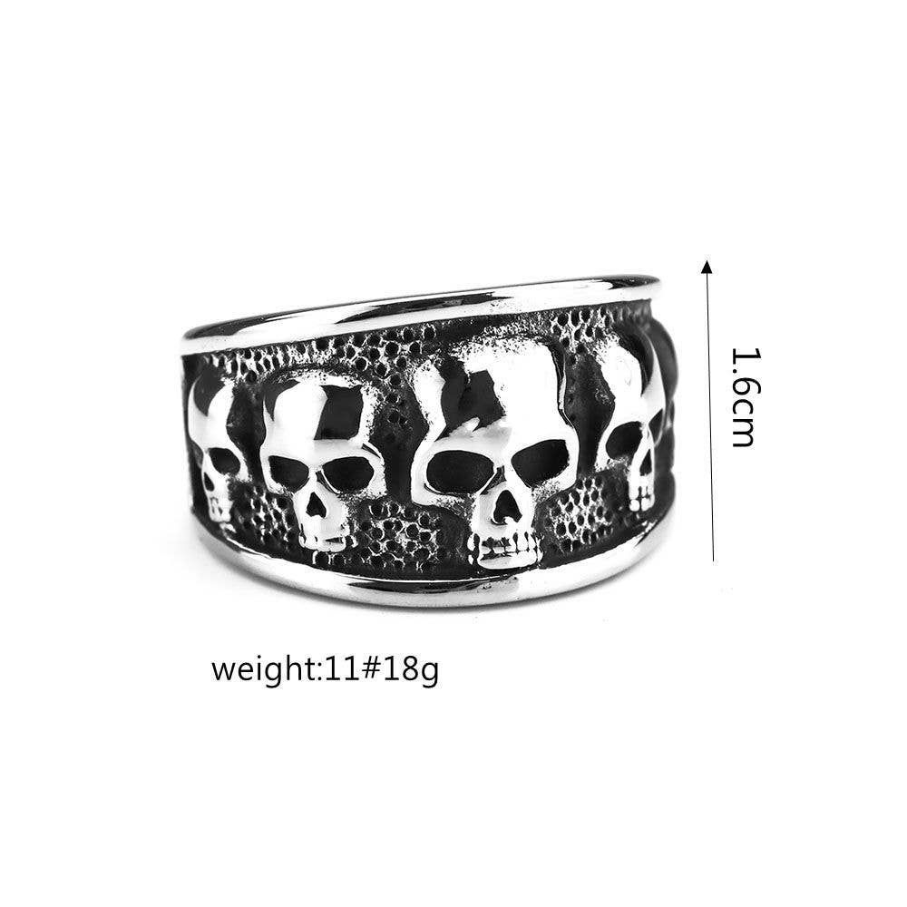 Gemcohub - Wholesale Signet Ring - Retro Gothic Skull Stainless Steel Men's Ring4