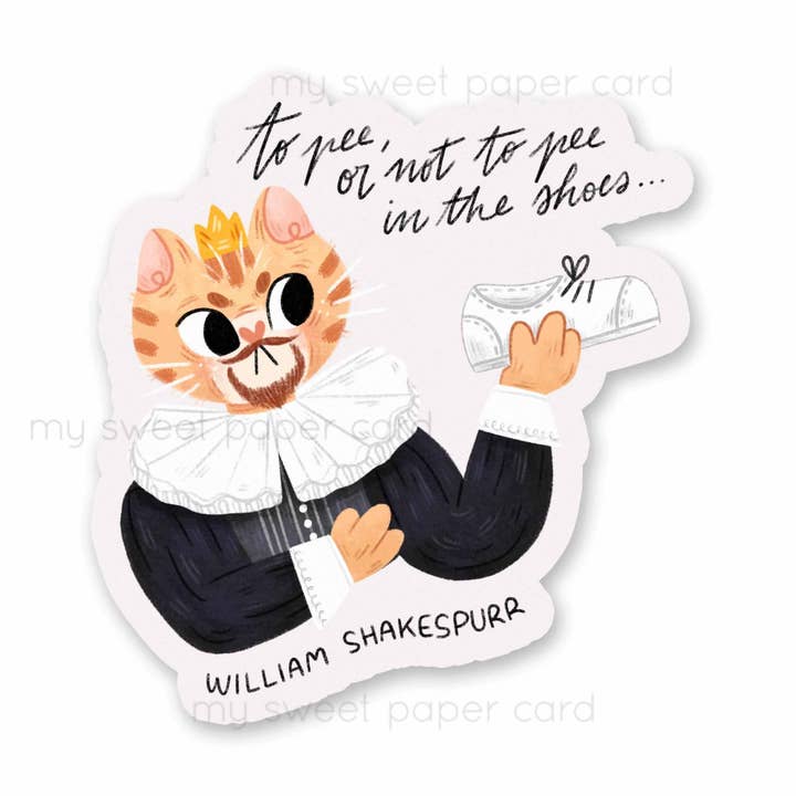 William Shakespurr - Funny Vinyl stickers for wholesale by My Sweet Paper Card