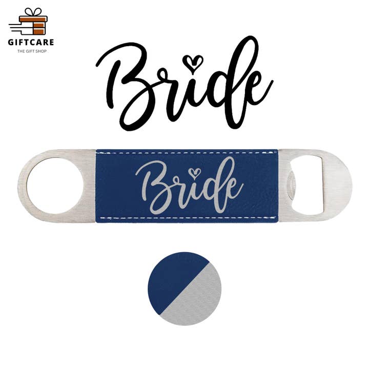 Personalized Bottle Opener/Bar Key Laser Engraved Bride Gift for wholesale by Laser Leatherette