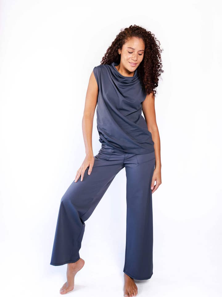 Ultimate Trouser in Navy Blue for wholesale by Yoga Democracy