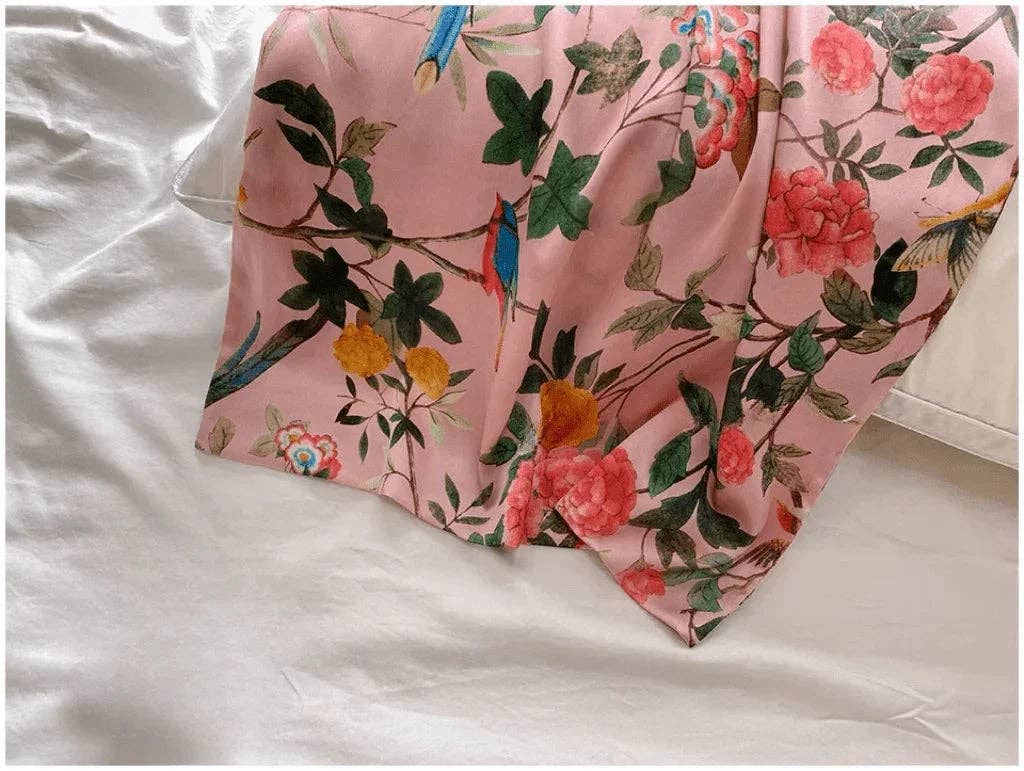 Lian Collection - Vente Taies/housses d'oreiller - Taie d'oreiller 100 % soie de mûrier - Mélodie florale en rose5