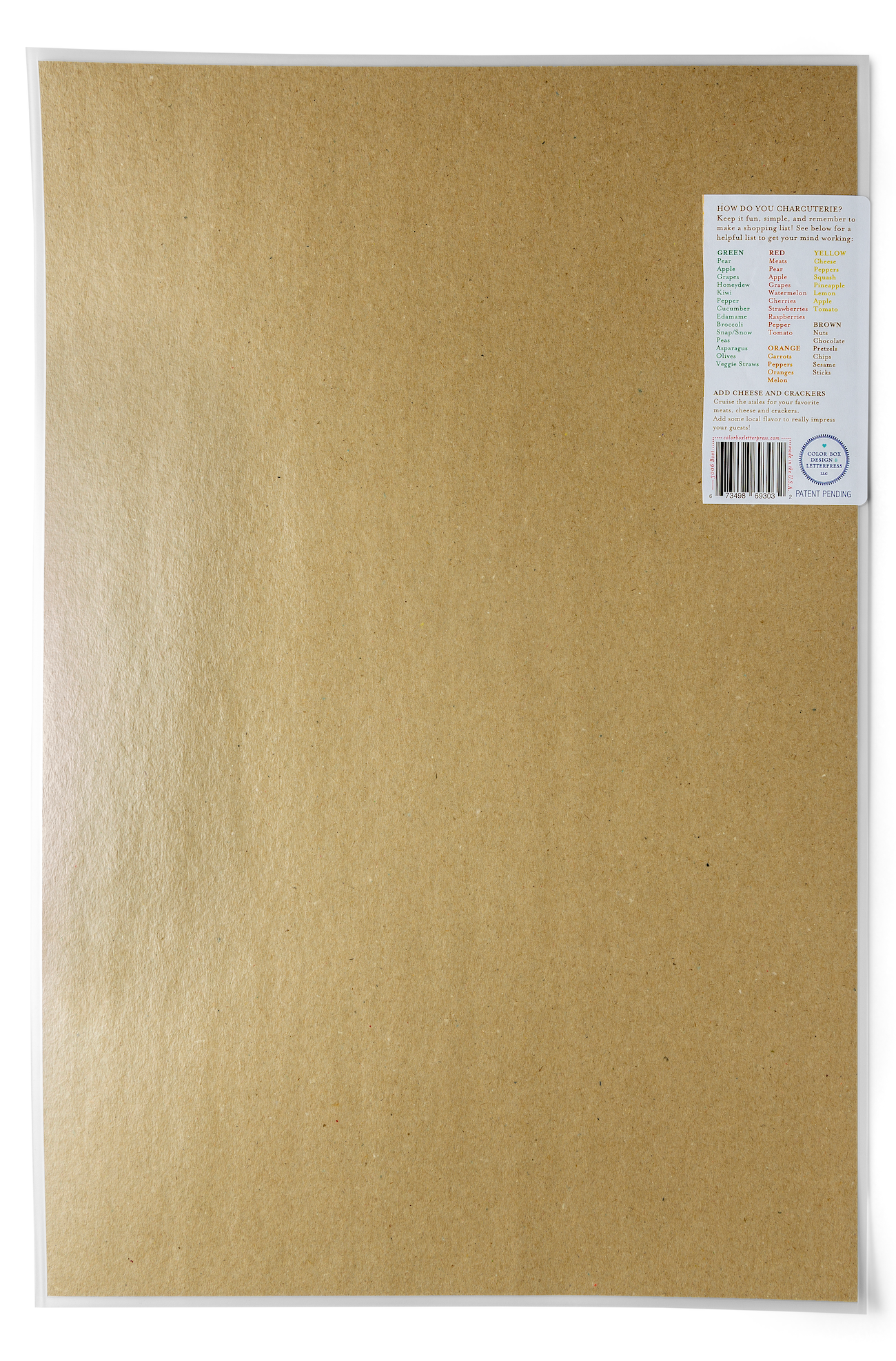 Color Box Design & Letterpress – wholesale Cheese board – Charcuterie Cheat Sheet | Boot4