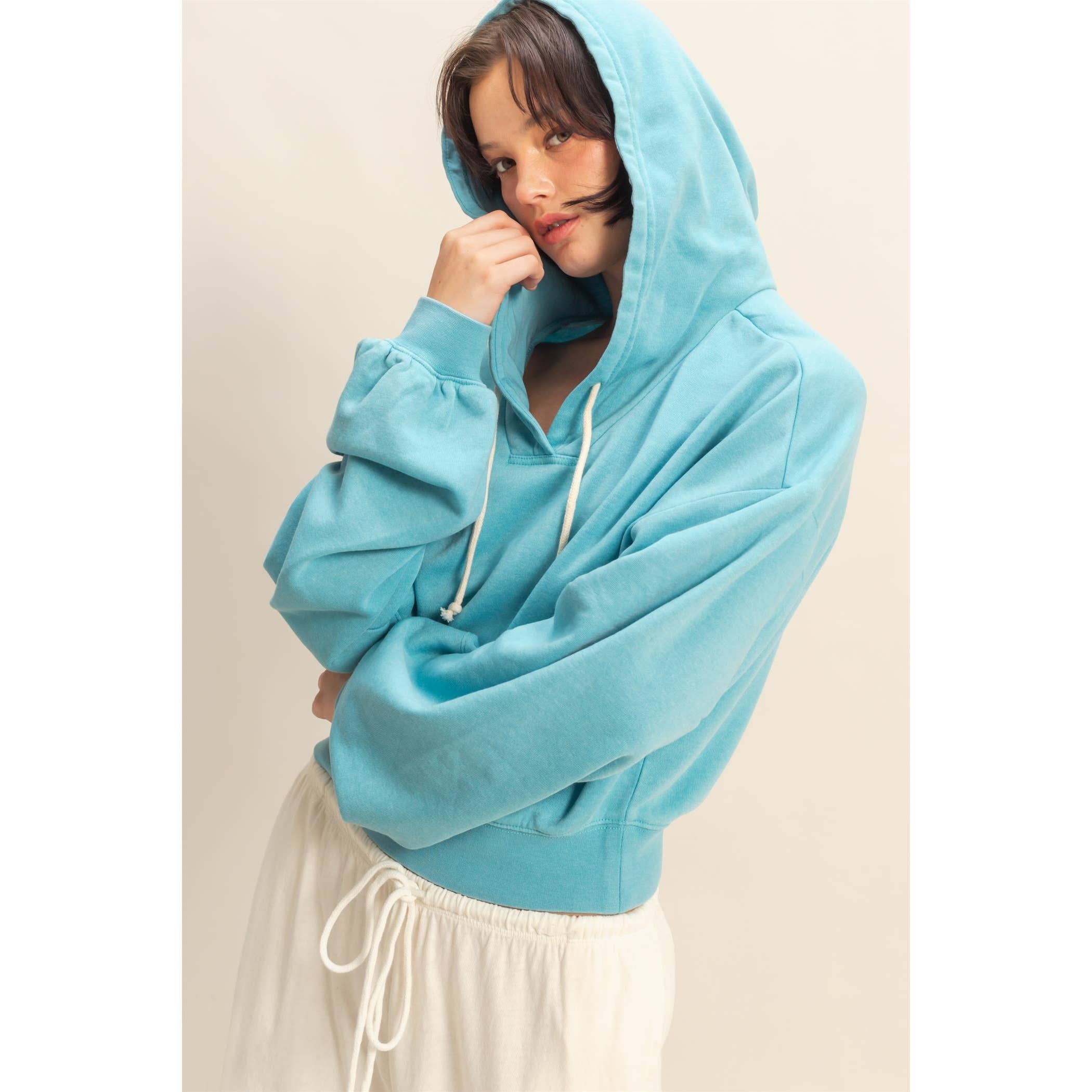 HYFVE - Vente Sweat à capuche – femme - Hoodie court à manches longues avec détail à cordon de serrage et col en V.0