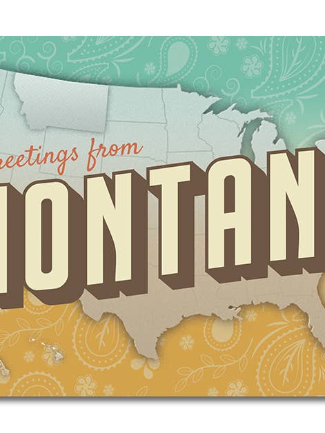 Carte postale vintage Greetings from Montana pour la vente par Hometana
