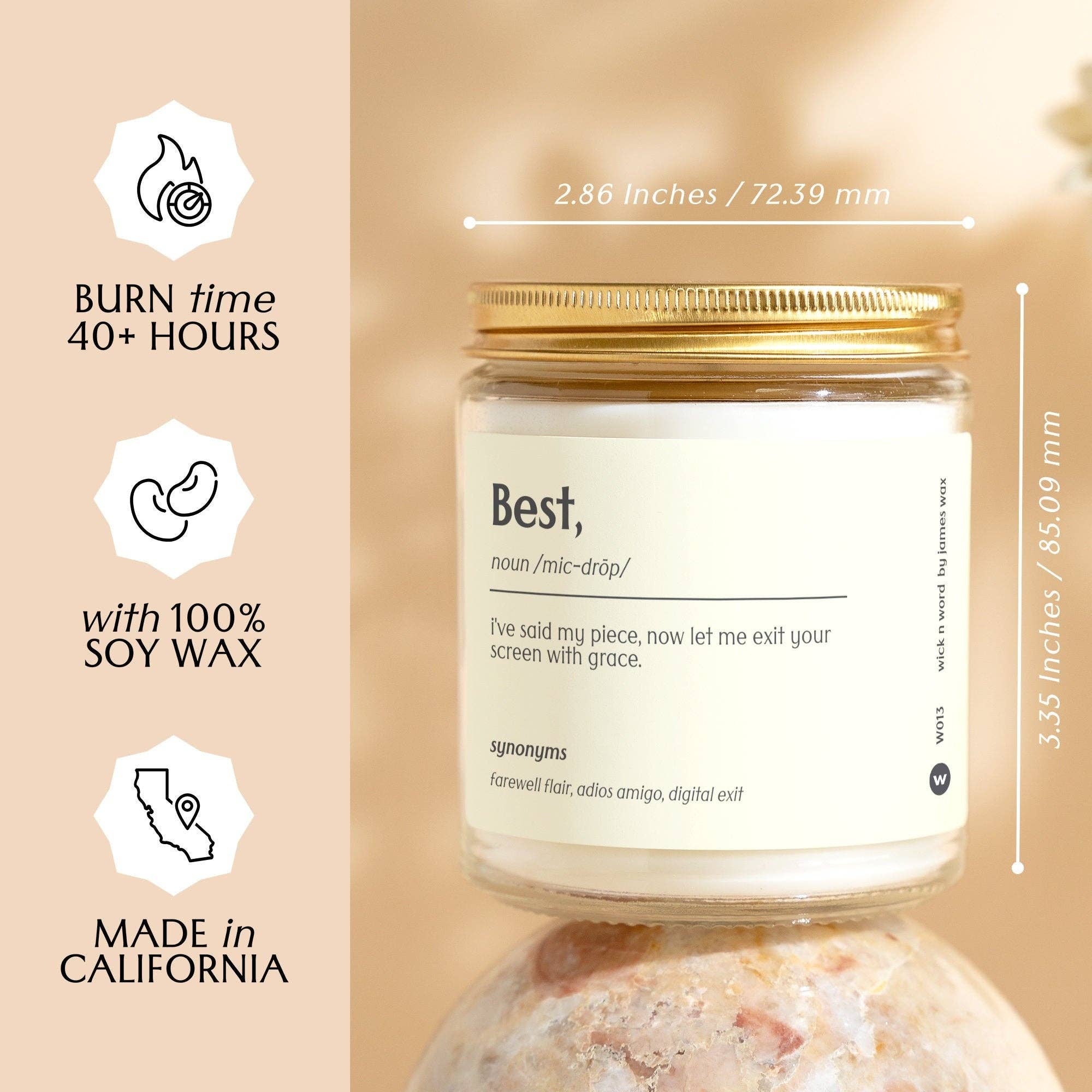 Wick n Word - Vente Bougie en bocal - Cadeau personnalisé pour collègue, « meilleur », définition, bougie, cadeau d'appréciation, cadeau de bureau, cadeau surprise amusant, cadeau de vacances, W0133