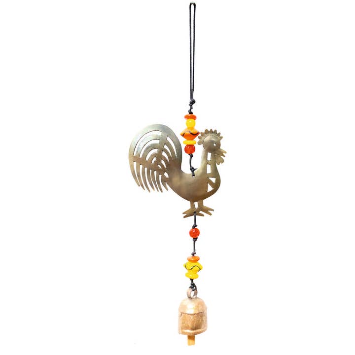 Moksha Imports - Wholesale Wind Chime - A Rooster Rules/Beads & Bell wind chime