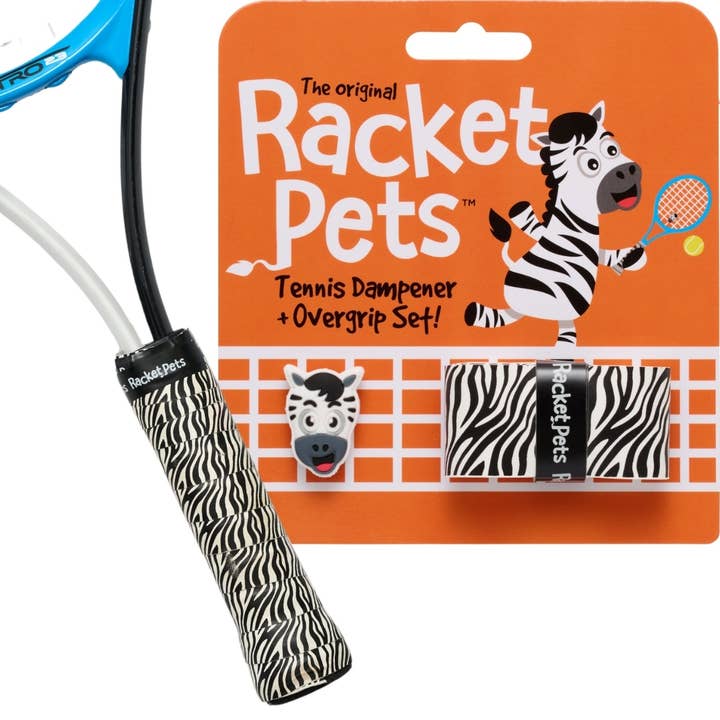 Racket Pets - Vente Accessoires de sport - Ruban de surgrip Zebra Noir/blanc pour tennis et amortisseur de chocs assorti pour raquette de tennis0