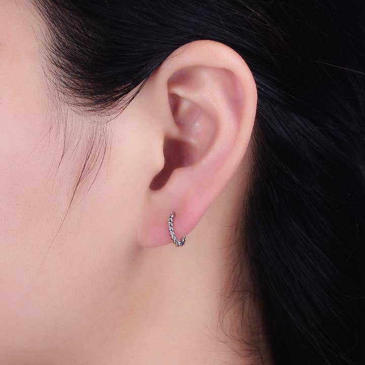 Gold, Silver Twisted Croissant Thin 11mm Cartilage Huggie Earrings | AB944 AB945 for wholesale by Aim Eternal