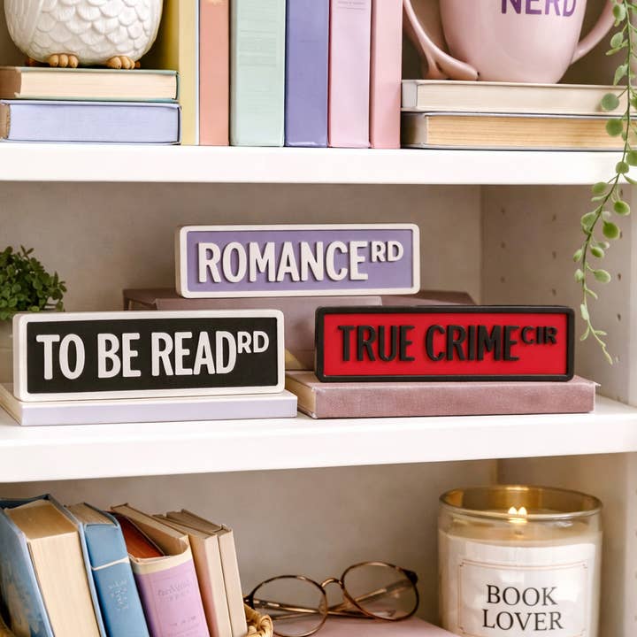 Library Street Sign Bookshelf Decor for wholesale by DaisyChainDesignCo