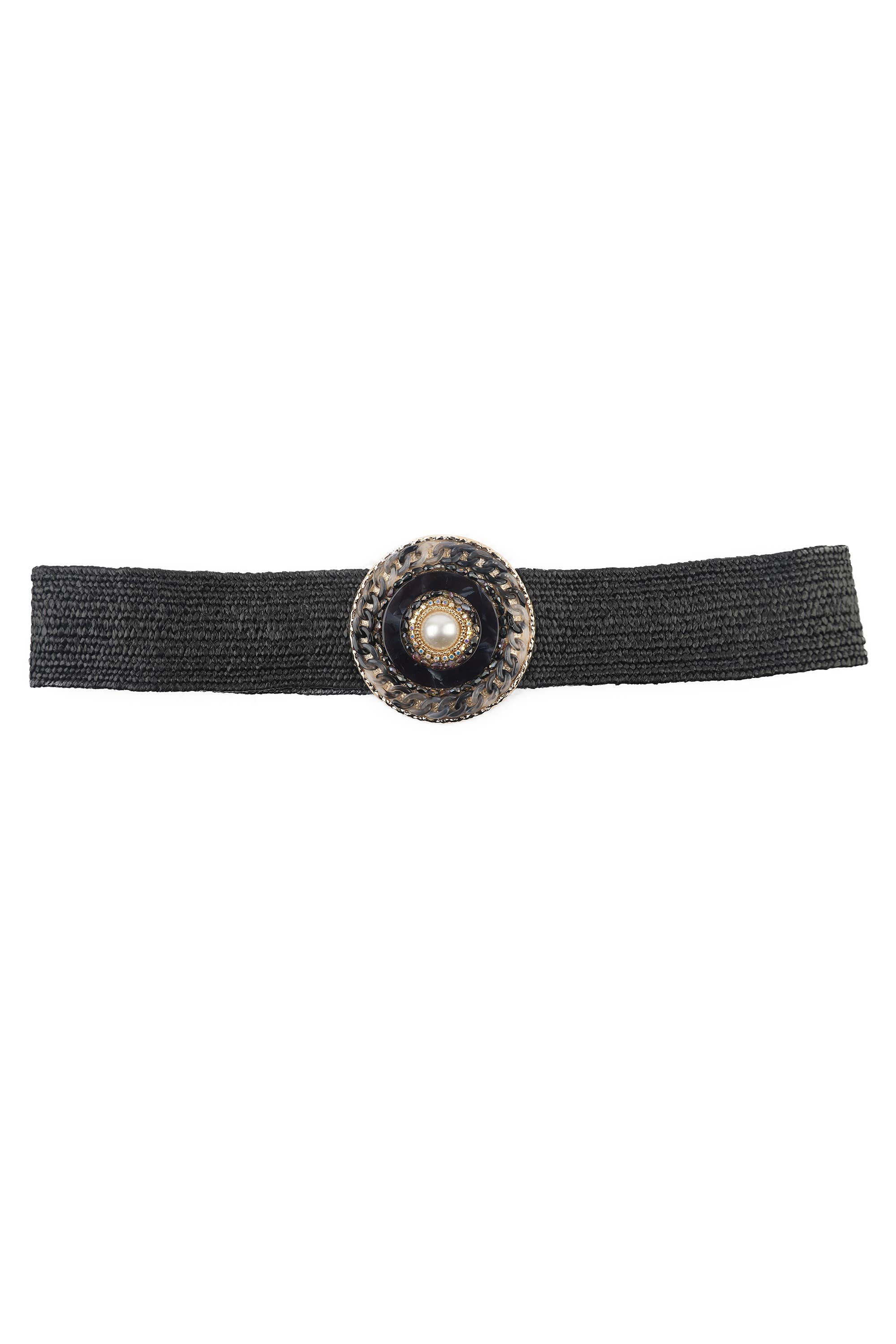PHANIE MODE - Wholesale Belt - Women's - Elastic Straw Effect Belt with Round Buckle – C-263500