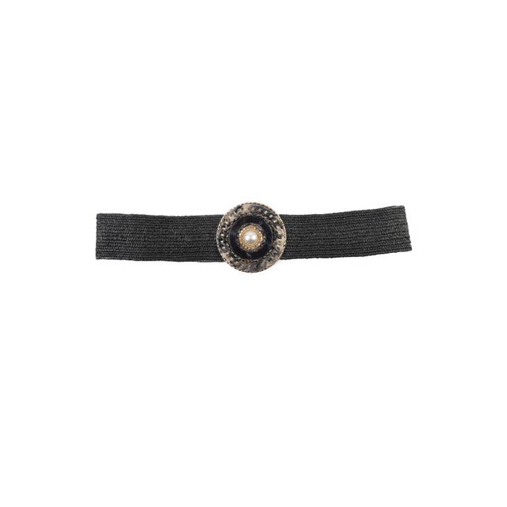 PHANIE MODE - Wholesale Belt – Women's - Elastic Straw Effect Belt with Round Buckle – C-26350