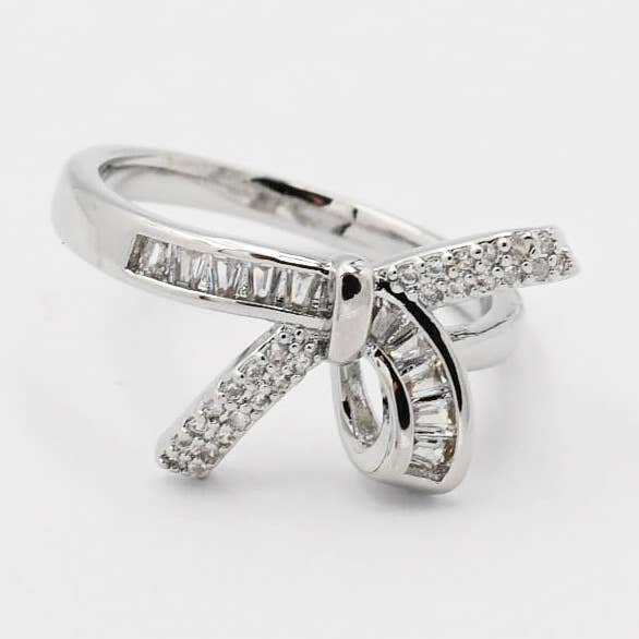 Pave Bow Zilver voor wholesale door Treasure Jewels Inc.