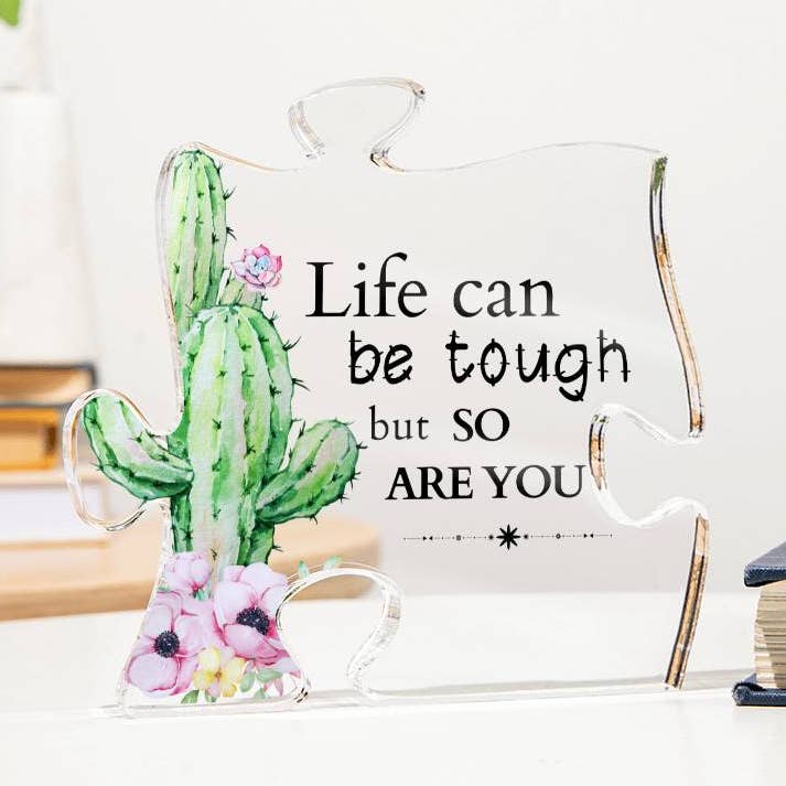 Cactus Tough Puzzle Piece Acrylic for wholesale by Carpe Diem Gifts