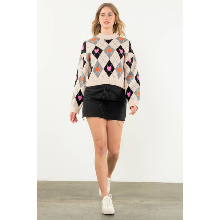 CREAM Argyle Pattern Knit Sweater for wholesale on Faire