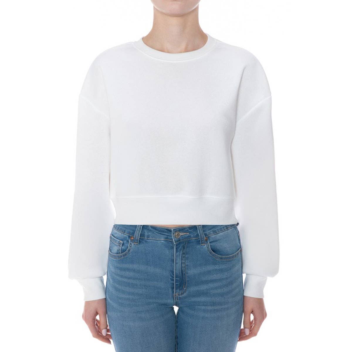 UP CLOTHING - Wholesale Sweatshirt - Women's - FLEECE ROUND NECK LONG SLEEVE CROPPED PULLOVER3