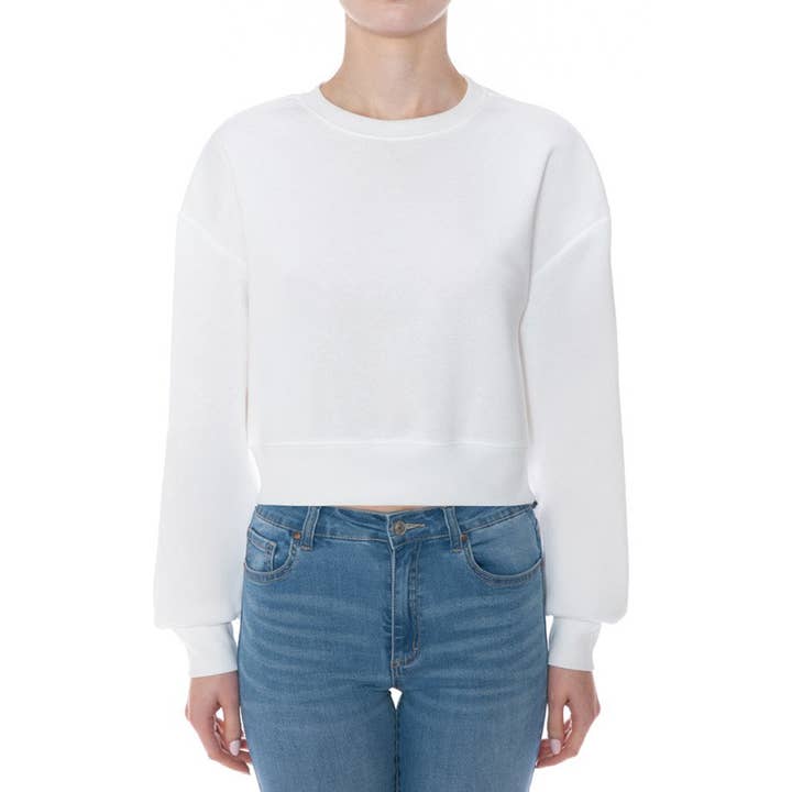 Timeless - Wholesale Sweatshirt - Women's - FLEECE ROUND NECK LONG SLEEVE CROPPED PULLOVER3