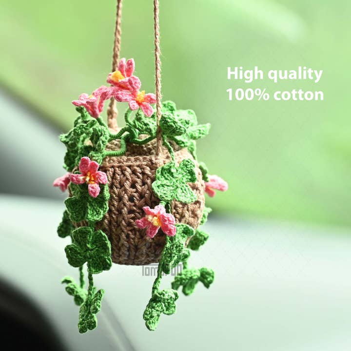 TOMOPOD LLC - Wholesale Car Decorative Charm - Women's - Crochet Succulent Car Plant Hanging, Women Houseplant Decor