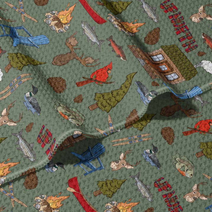 June Apothicarie - Wholesale Tea Towel - Cabin Up North Recycled Waffle Dish Towel1