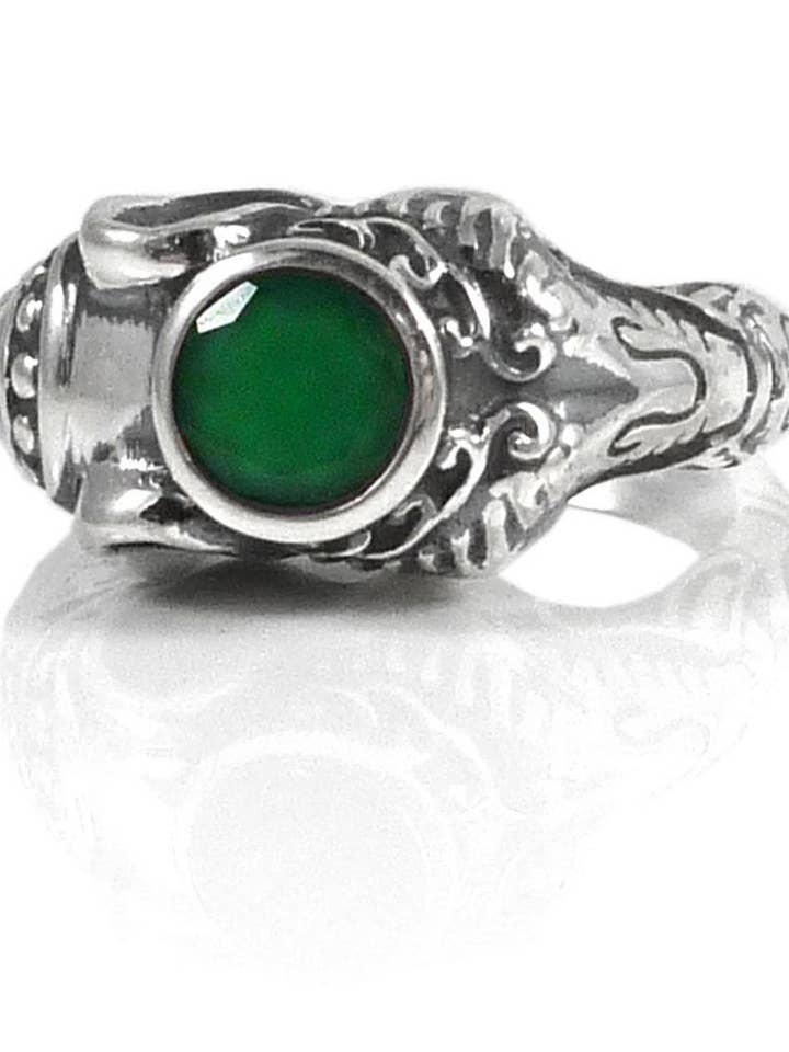 Raja Olifant Ring Groene Onyx voor wholesale door Sikara & Co.