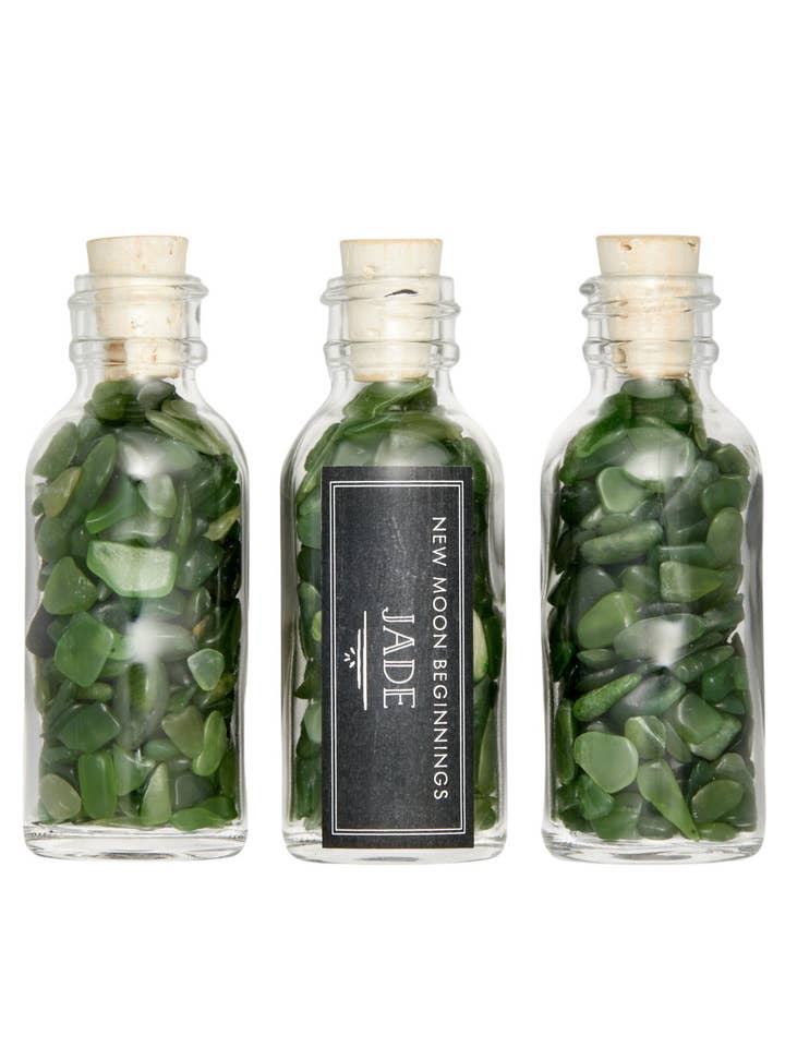 Nephrite Jade Gem Bottle - Nephrite Jade Crystal Chips for wholesale by New Moon Beginnings