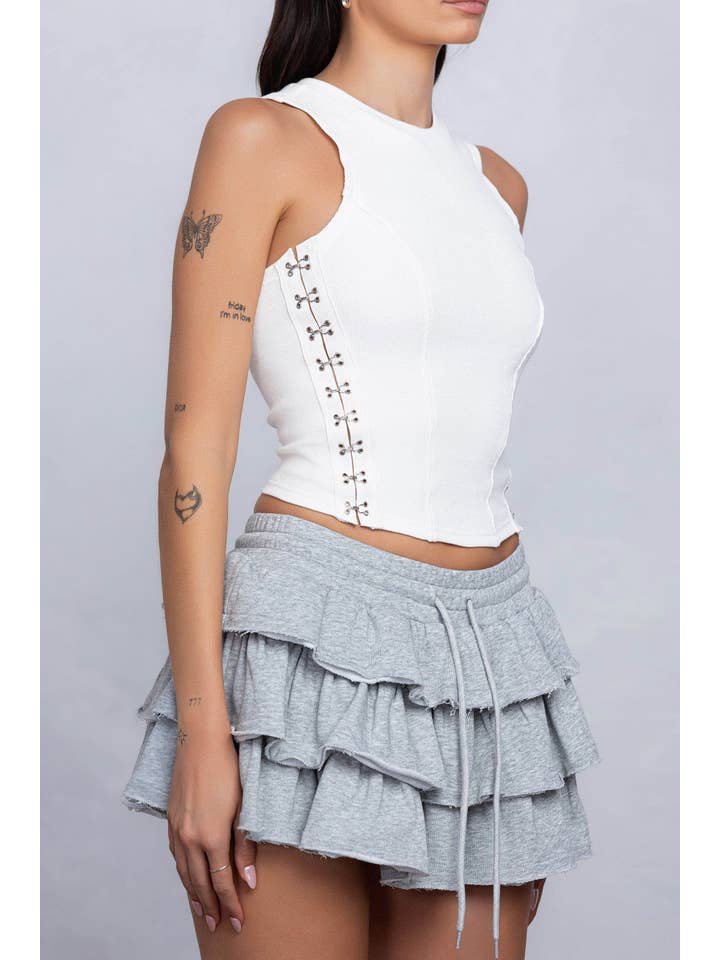 No Vacancy – wholesale Tank top – Women′s – Fine ribbed hook & eye detail sleeveless tank top4