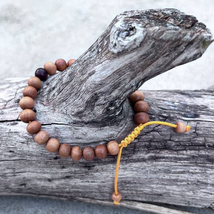 Lungta Imports - Wholesale Beaded bracelet - Sandalwood Beads Adjustable Wrist Mala Bracelet2
