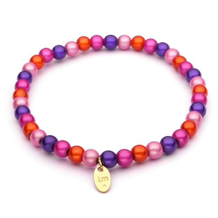 Bracelet LizzyMae Galaxy Pearl orange + rose + violet 5 mm pour la vente par LOT83