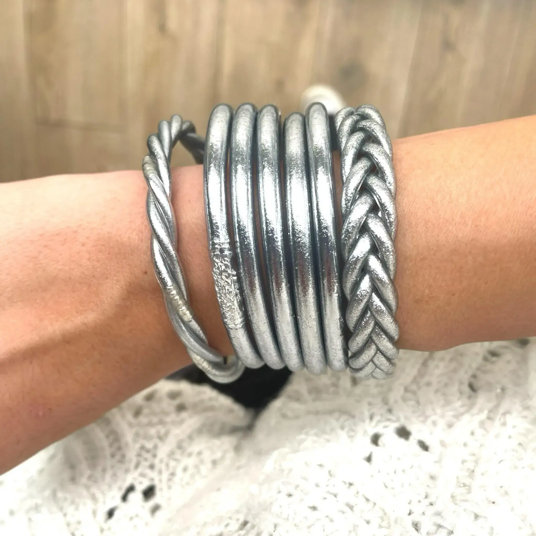 Maison Yvelise - Wholesale Bangle Bracelet - Silver Blessed Kumlaï Thai Buddhist Bangle1