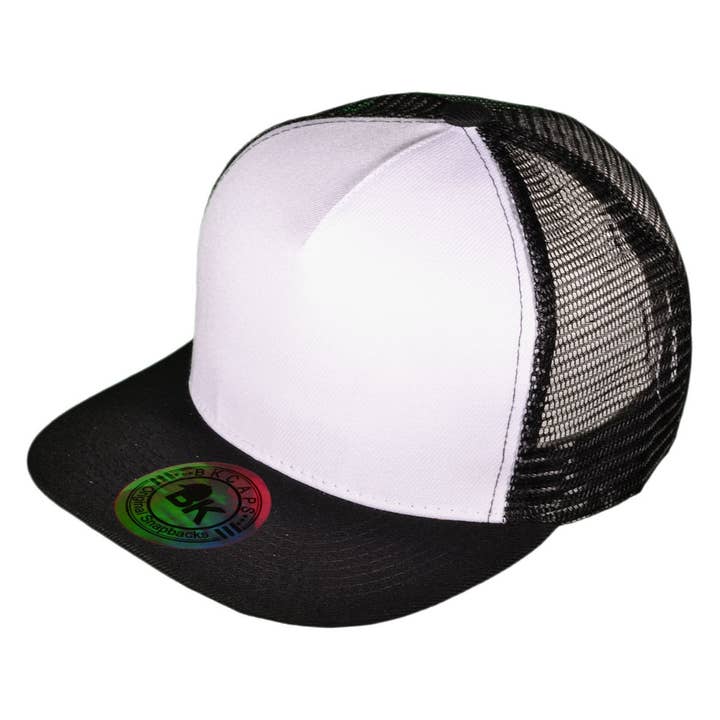 Buck Wholesale - Wholesale Trucker Hat - Unisex - Flat Bill Trucker Hats - 5 Panel SnapBack Mesh 2 Tone BK Cap7