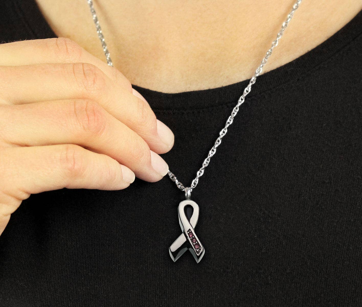 Lillian Rose – wholesale Pendant/charm necklace – Pink Ribbon Sympathy Memorial Necklace3