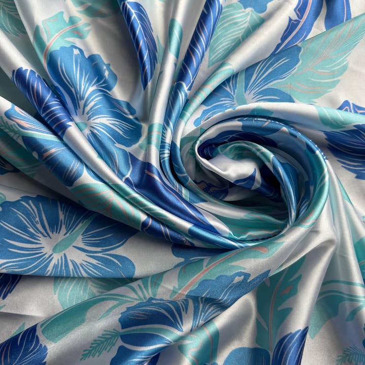 Double B Wild Rags - Wholesale Bandana – Women's - Wild Rag white and blue hibiscus floral Hawaiian Cowboy Western Neck Scarf Bandanna by Double B Wild Rags4