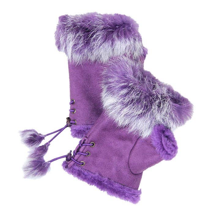 Madeline Love – wholesale Gloves – Women's – Fingerless Faux Fur Trim Faux Suede Gloves Drawstring6