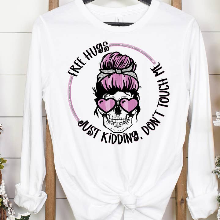 Free hugs, Just kidding Sweatshirt- Women's funny shirts for wholesale by Small Town Southern Chic