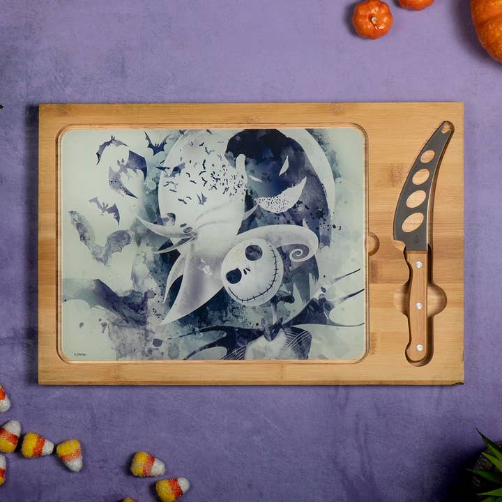 Nightmare Before Christmas Jack Icon Glass Top Cutting Board for wholesale by Picnic Time Family of Brands