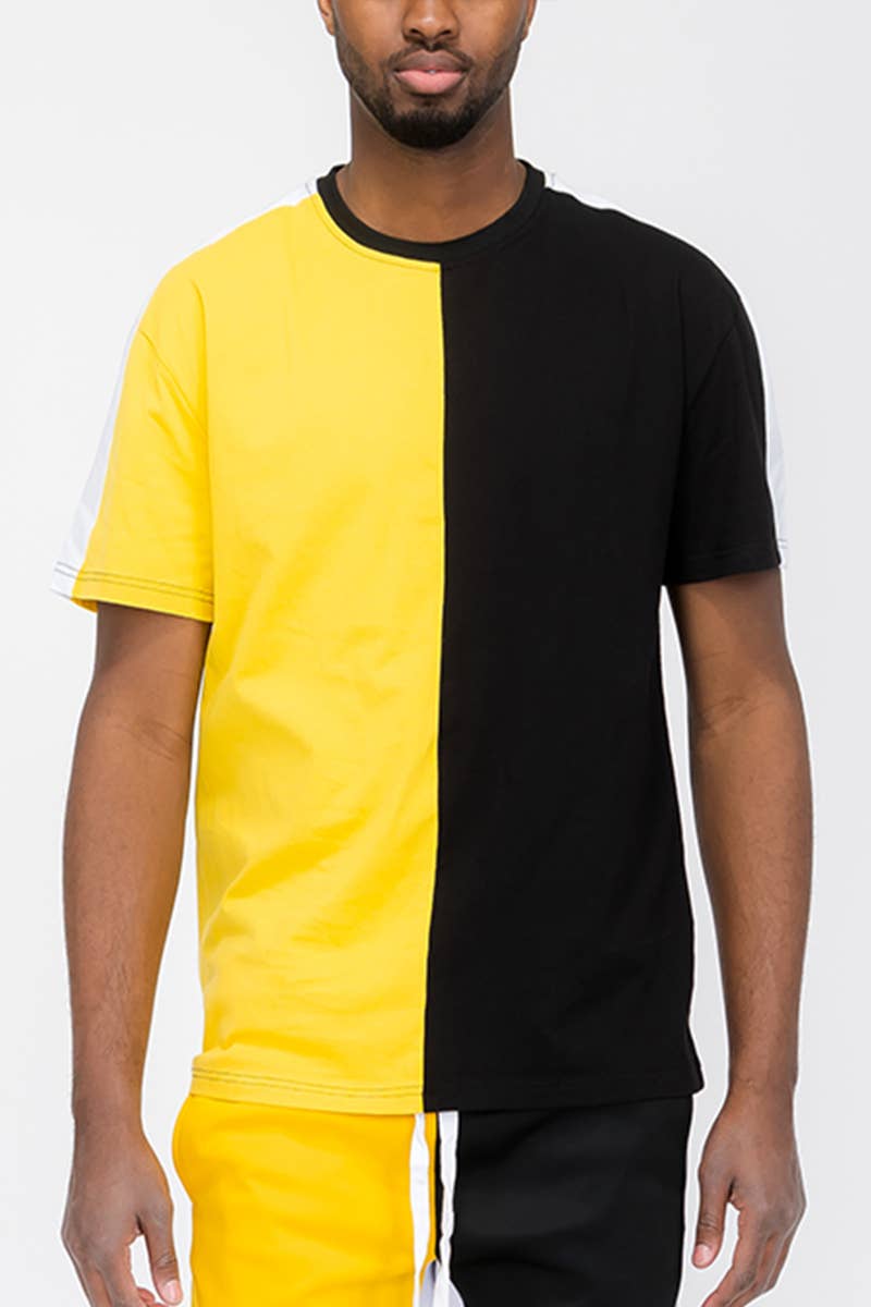 WEIV - Wholesale T-Shirt - Men's - Two Tone Slice Color Block Tshirt8