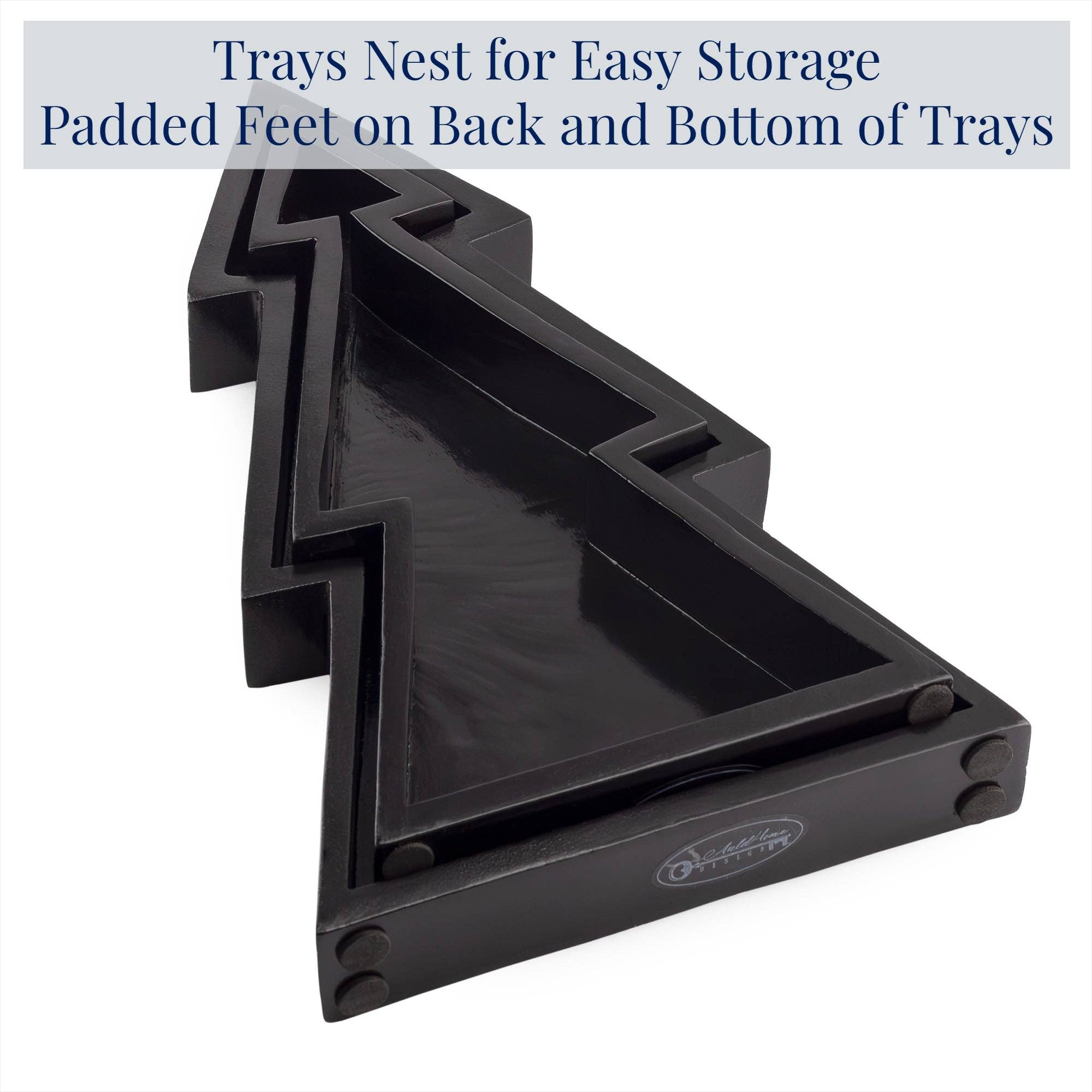 Kurated Korner - Wholesale Decorative Tray - AuldHome Design Wooden Christmas Tree Trays 2pc Set5