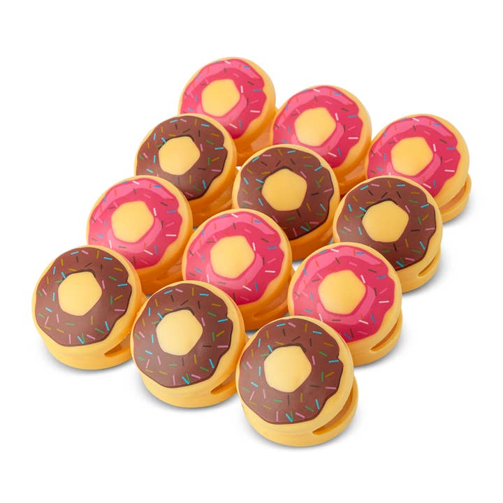 12pc Donuts Bag Clips - Strawberry/Chocolate for wholesale by Core Home