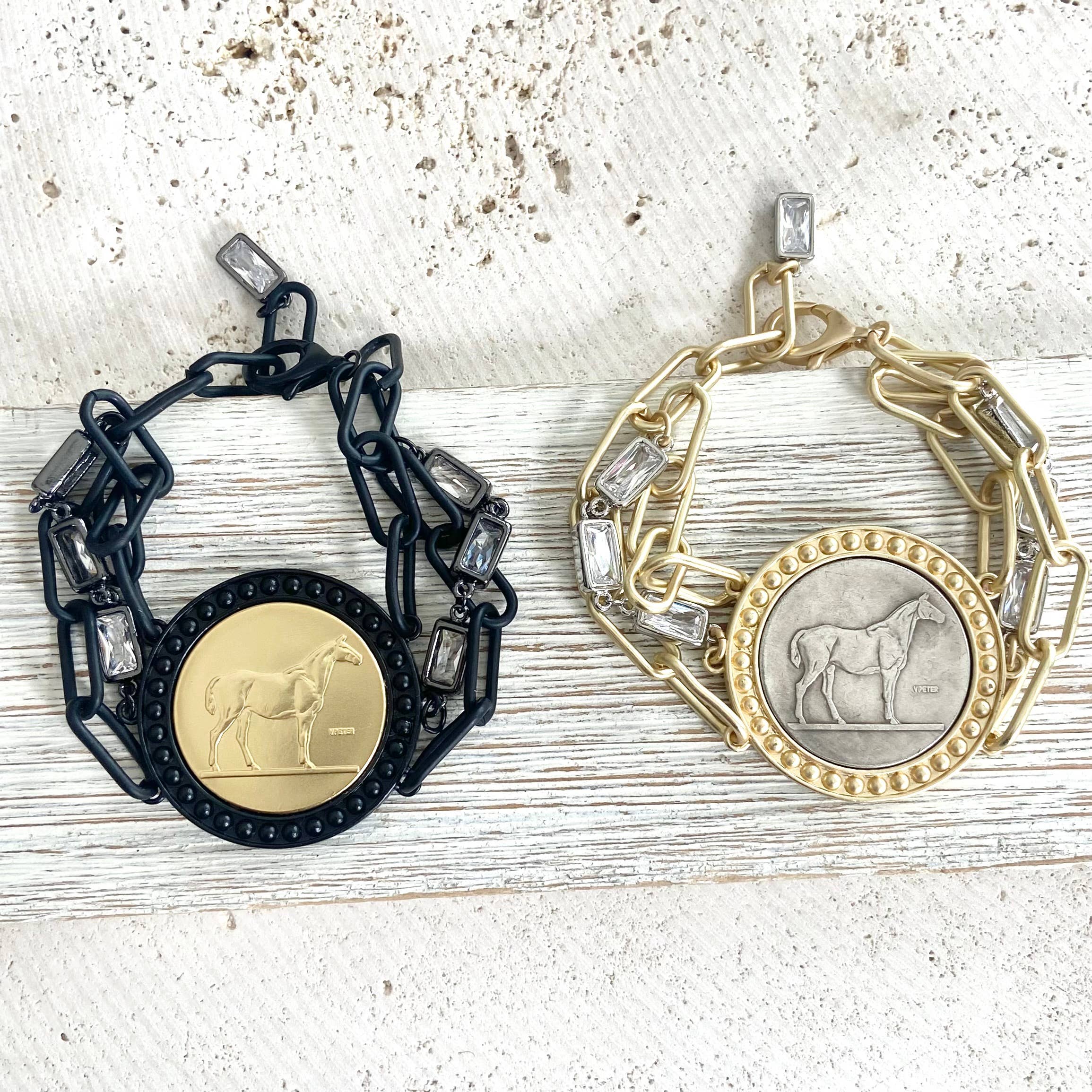 VB&CO Designs Handmade Jewelry - Wholesale Charm/Dangle Bracelet - Horse jewelry coin bracelet country western derby equestrian1