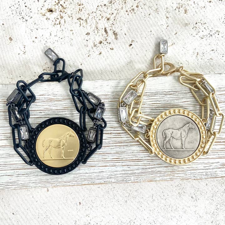 VB&CO Designs Handmade Jewelry - Wholesale Charm/Dangle Bracelet - Horse jewelry coin bracelet country western derby equestrian1