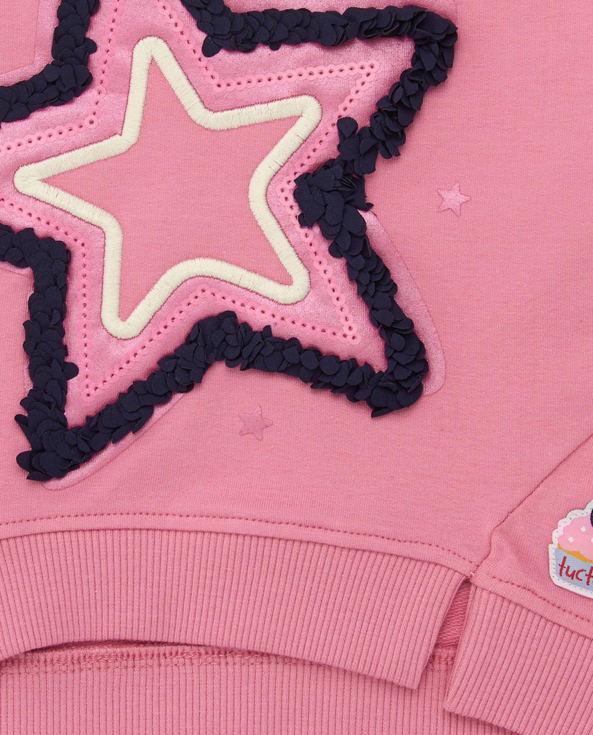 tuc tuc - Wholesale Sweatshirt - Kids - Pink sweatshirt for girl with embossed embroidered star2