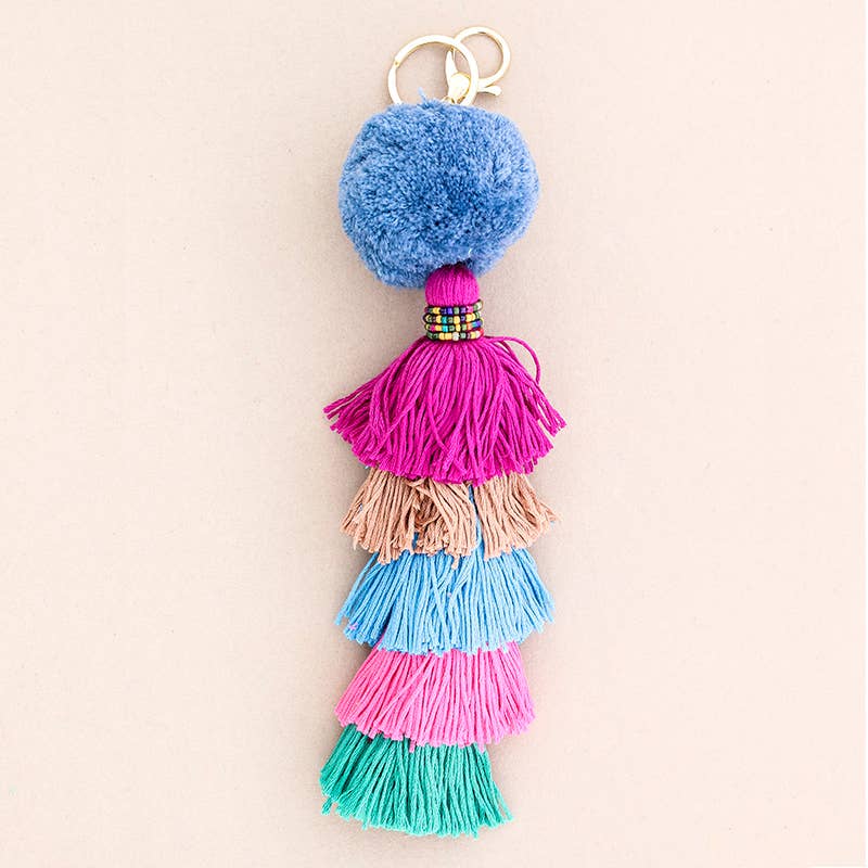 Sonata - Wholesale Keychain - Women's - Ethnic Keychain Pompon Tassels Five Layers1
