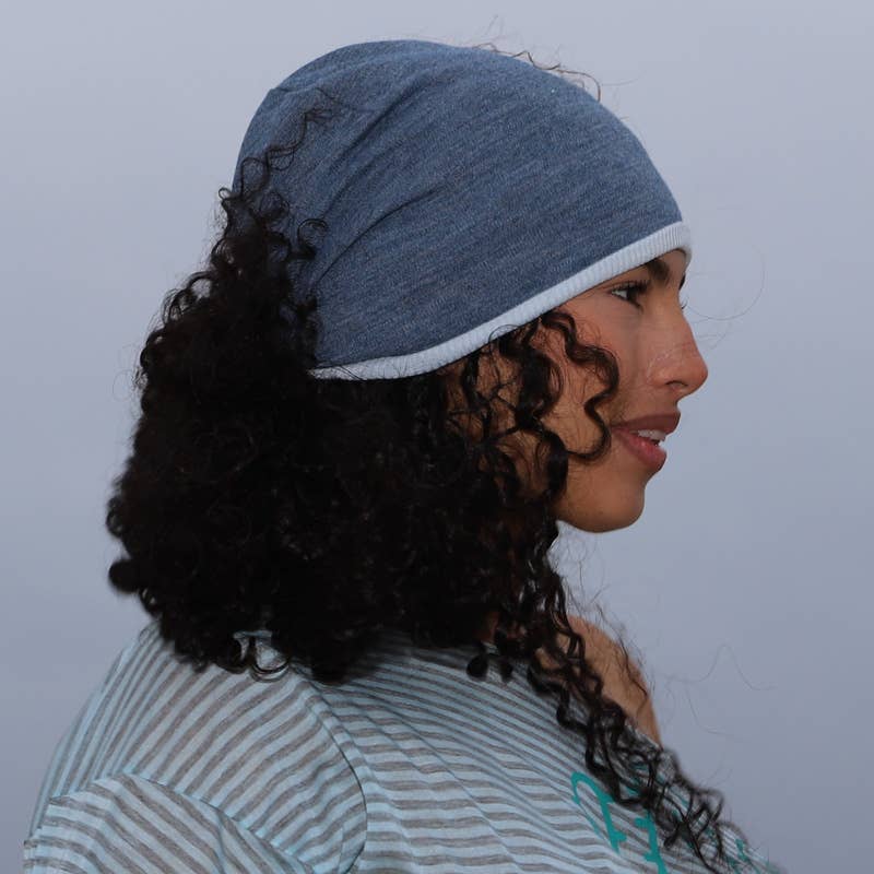 Purple Sardine - Wholesale Beanie - Women's - 240 Denim style double beanie hat - blue beanies, hats4