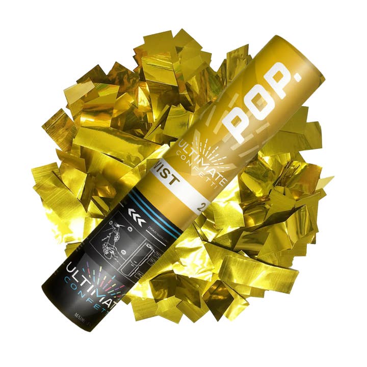Gold Metallic Confetti Handheld POP Cannon (12") for wholesale by Ultimate Confetti